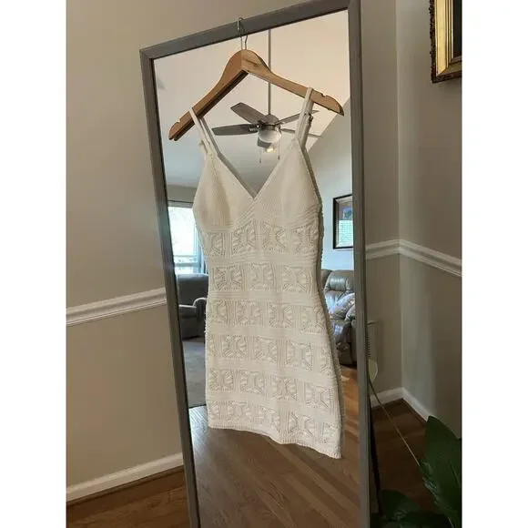 White | Dresses | White Crochet Dress Double Lined Olive Oak Size Small |  Poshmark